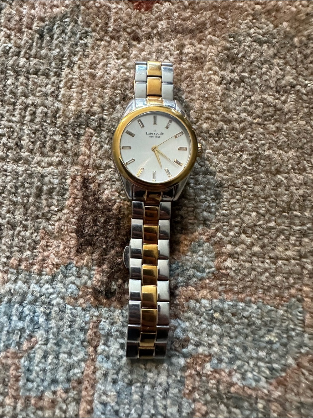 kate spade Two-Tone Gold & Silver Link Bracelet Watch with White Dial